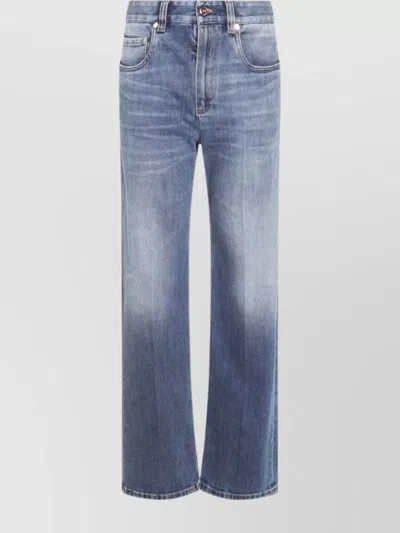 Brunello Cucinelli Straight Leg Trousers Belt Loops In Blue