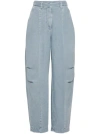 Brunello Cucinelli Women's Garment Dyed Cotton And Linen Cover Ergonomic Chino Trousers In Blue