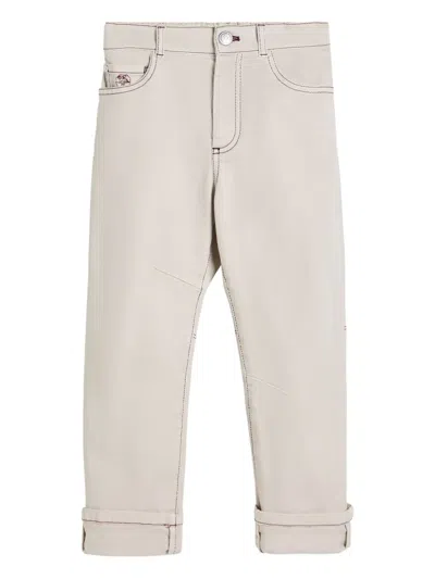 Brunello Cucinelli Kids' Straight-leg Trousers In White