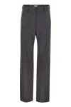 Brunello Cucinelli Straight Loose Trousers In Virgin Wool Flannel In Gray