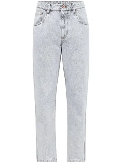 BRUNELLO CUCINELLI DENIM STRAIGHT PANTS WITH `SHINY` BARTACK