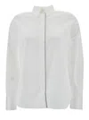 Brunello Cucinelli Oversized White Shirt With Monile Detail In Cotton Blend Woman In White