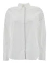 Brunello Cucinelli Oversized White Shirt With Monile Detail In Cotton Blend Woman In White