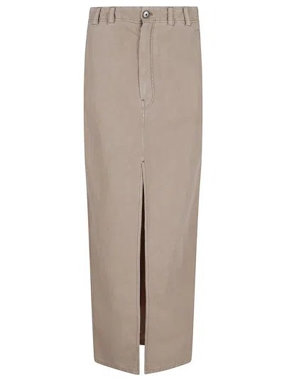 Brunello Cucinelli Straight Silhouette Maxi Skirt With Front Slit