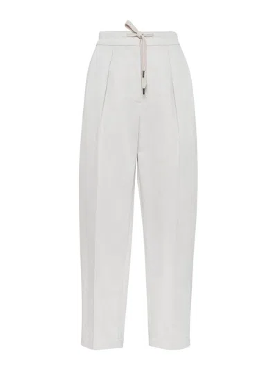 Brunello Cucinelli Straight Trousers In Blanco