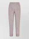 Brunello Cucinelli Straight Trousers With Belt Loops And Cuffed Hem In Purple