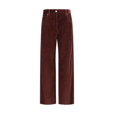 Brunello Cucinelli Straight Velvet Trousers In Brown