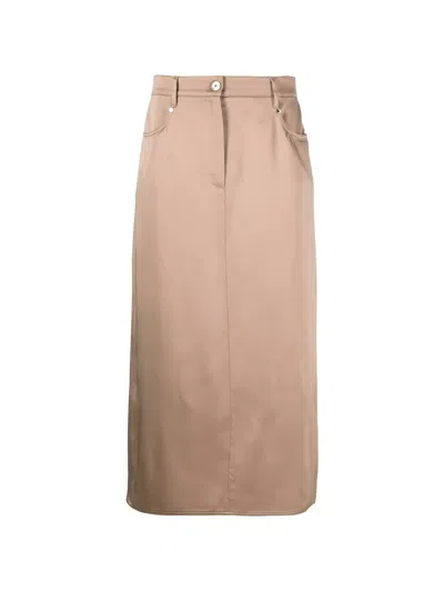 Brunello Cucinelli Straight-cut Midi Skirt In Multi