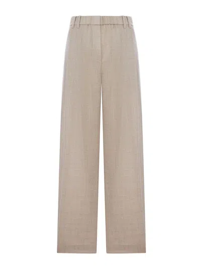 Brunello Cucinelli Straight-leg Cashmere Trousers In Beige