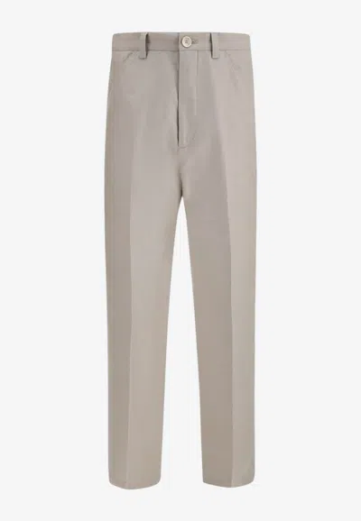 Brunello Cucinelli Straight-leg Chino Pants In Neutral