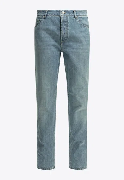 Brunello Cucinelli Straight-leg Compact Jeans In Blue