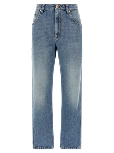 Brunello Cucinelli Straight Leg Denim Trousers Five Pocket Design In Blue