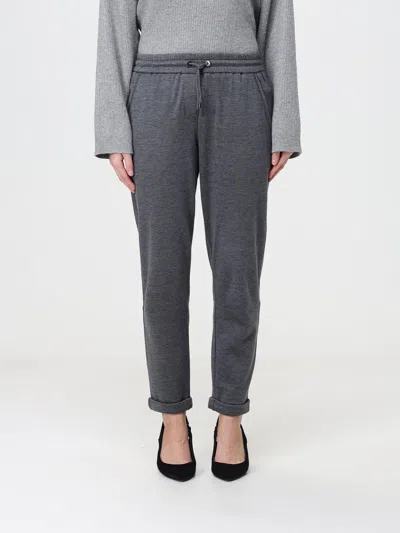 Brunello Cucinelli Straight-leg Cotton Jogging Trousers With Monili In Gray