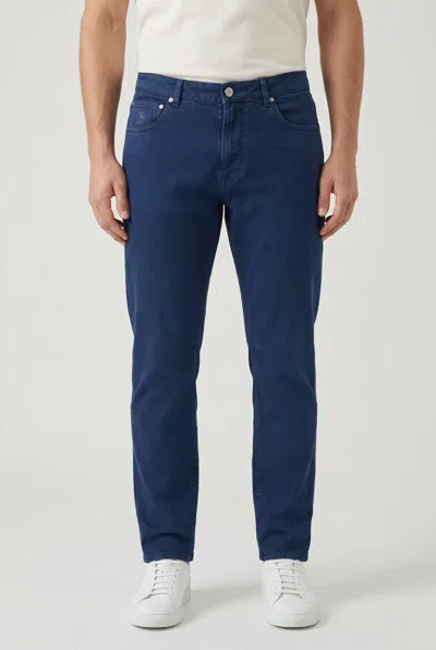 Brunello Cucinelli Straight-leg Cotton Trousers In Blue