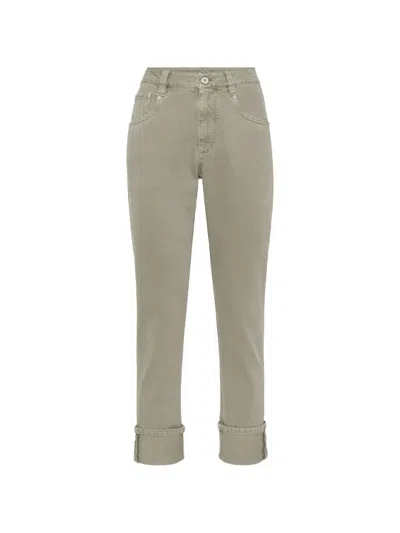 Brunello Cucinelli Straight-leg Cuffed Jeans In Gray