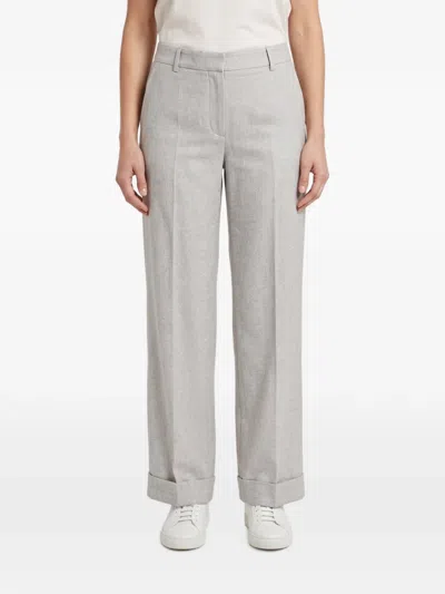 Brunello Cucinelli Straight-leg Cuffed Trousers In Gray