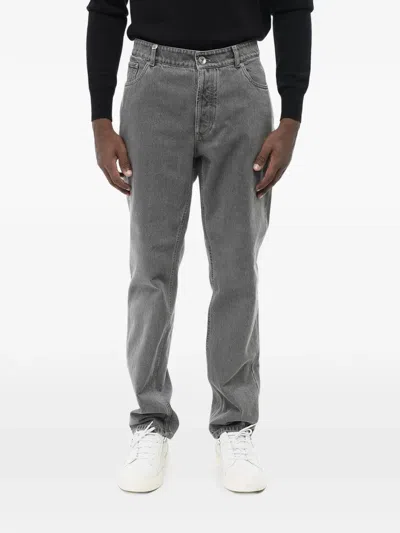 Brunello Cucinelli Straight-leg Five-pocket Jeans In Gray