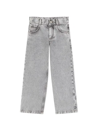 Brunello Cucinelli Kids' Straight-leg Jeans In Grey