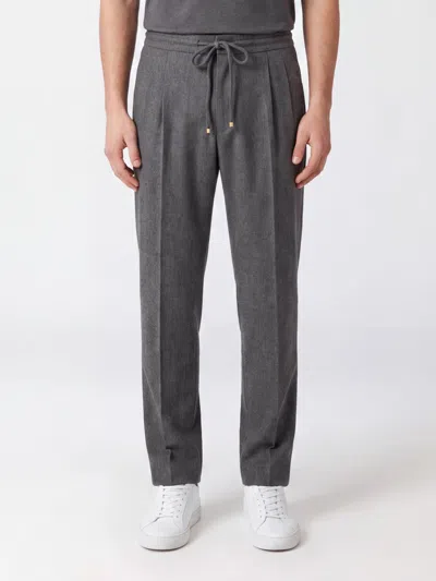 Brunello Cucinelli Straight-leg Wool Trousers With Drawstring Waist In Gray