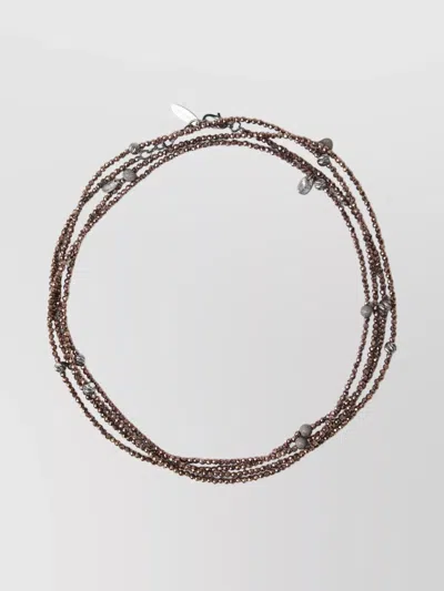 Brunello Cucinelli Strand Bracelet With Metallic Finish And Beaded Detailing In Blue