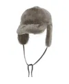Brunello Cucinelli Strap Fastened Shearling Hat In Brown