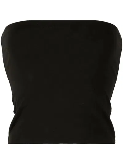 Brunello Cucinelli Strapless Cotton Bandeau Top In Black