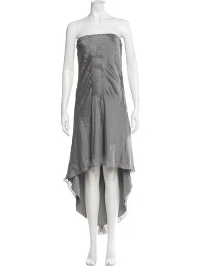 Pre-owned Brunello Cucinelli Strapless Midi Length Dress In Gray