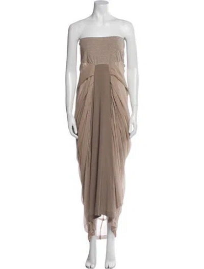 Pre-owned Brunello Cucinelli Strapless Midi Length Dress In Neutral