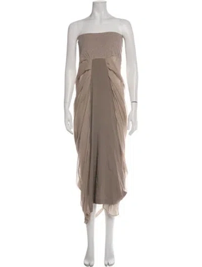 Pre-owned Brunello Cucinelli Strapless Midi Length Dress In Neutral