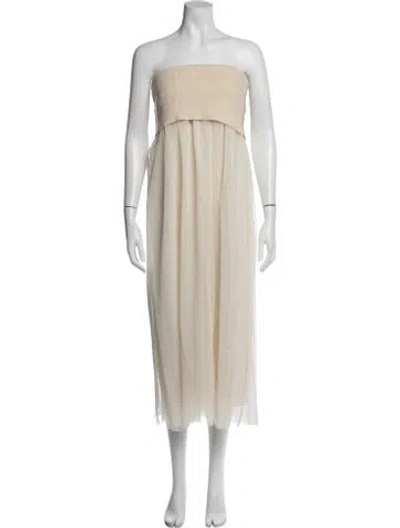 Pre-owned Brunello Cucinelli Strapless Midi Length Dress In Neutral
