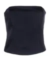 Brunello Cucinelli Strapless Satin-crepe Top In Blue