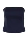 Brunello Cucinelli Strapless Satin-crepe Top In Blue
