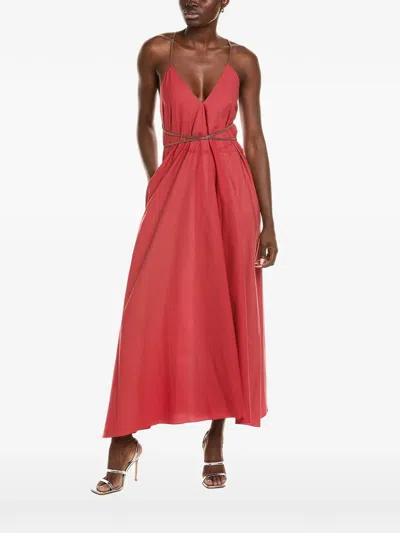Brunello Cucinelli Strappy Maxi Dress In Red