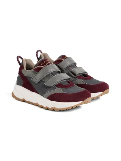 Brunello Cucinelli Kids' Straps Panelled Sneakers In Gray