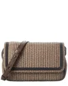 Brunello Cucinelli Straw & Leather Shoulder Bag In Brown
