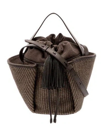 Pre-owned Brunello Cucinelli Straw Bucket Bag W/ Tags In Brown