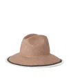 Brunello Cucinelli Straw Embellished Fedora Hat In Brown