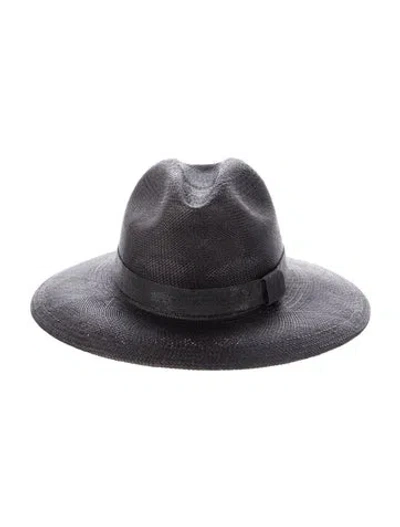 Pre-owned Brunello Cucinelli Straw Fedora Hat In Black