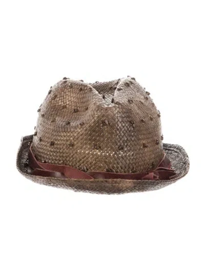 Pre-owned Brunello Cucinelli Straw Fedora Hat In Brown