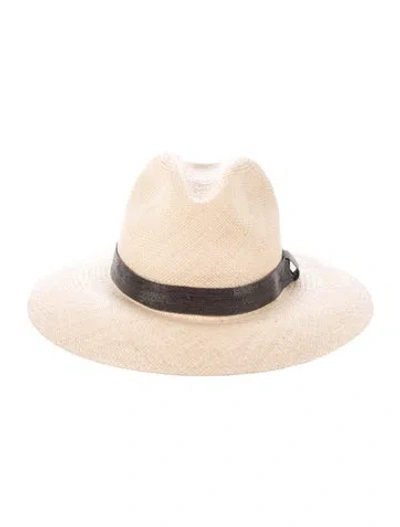 Pre-owned Brunello Cucinelli Straw Fedora Hat In Neutrals
