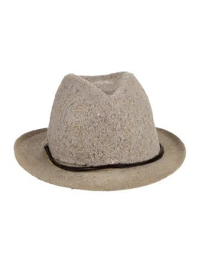 Pre-owned Brunello Cucinelli Straw Fedora Hat In Neutrals