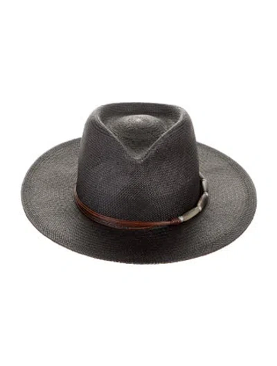 Pre-owned Brunello Cucinelli Straw Gambler Hat W/tags In Black