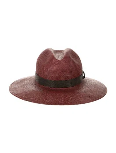 Pre-owned Brunello Cucinelli Straw Hat  W/tags In Burgundy