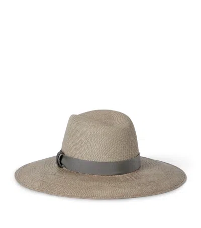 Brunello Cucinelli Straw Trilby Hat In Green