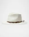 Brunello Cucinelli Straw Wide Brim Fedora In C159 White
