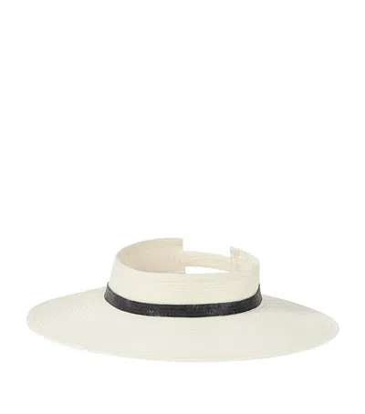 Brunello Cucinelli Bead-embellished Hemp-blend Hat In Multi
