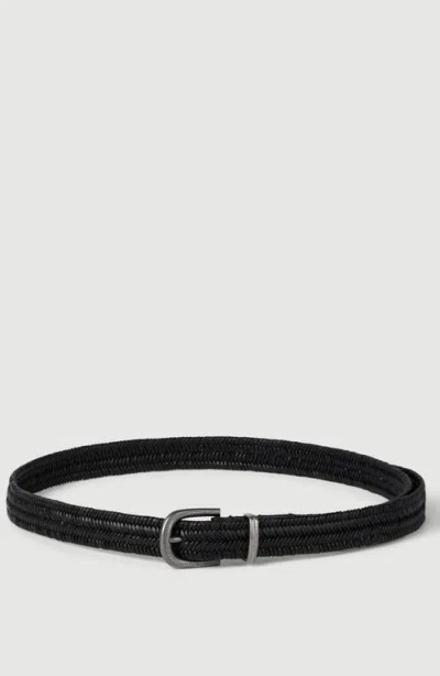 Brunello Cucinelli Stretch Braided Leather Belt In Black