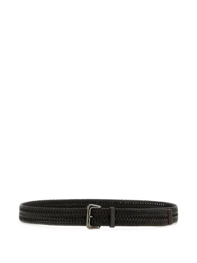 Brunello Cucinelli 'shiny Loop' Belt In Brown