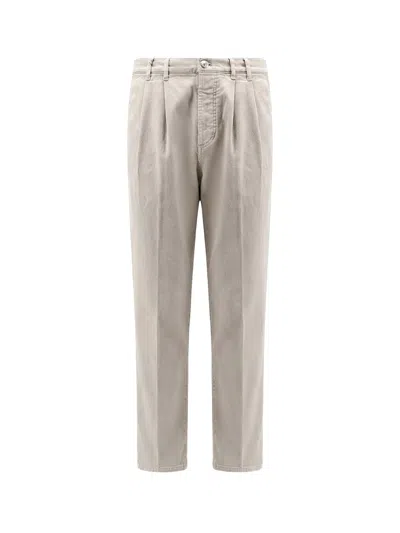 Brunello Cucinelli Stretch Canvas Trousers In White