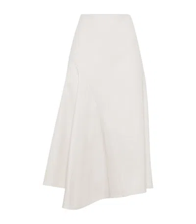 Brunello Cucinelli Stretch-cotton A-line Midi Skirt In 中性色
